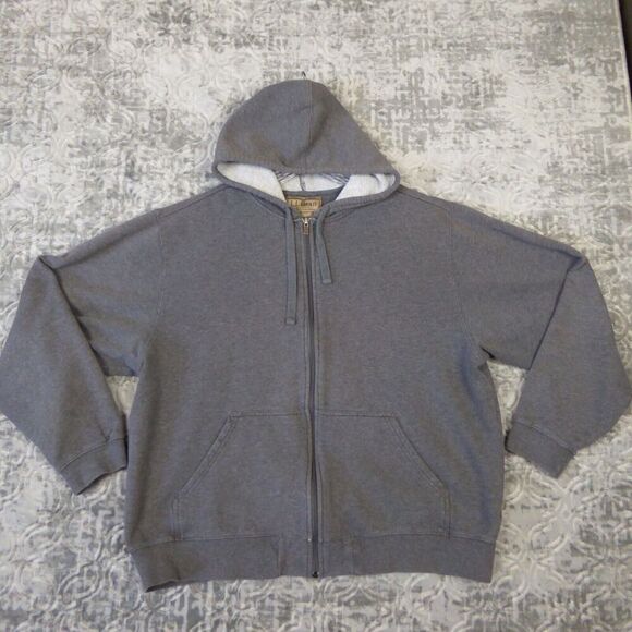 LL Bean Hoodie Womens 2XL XXL Gray Long Sleeve Pullover Hooded Adult Full Zip - Picture 1 of 7